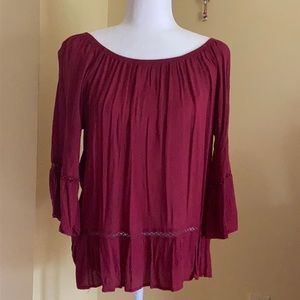 Maroon Peasant Blouse